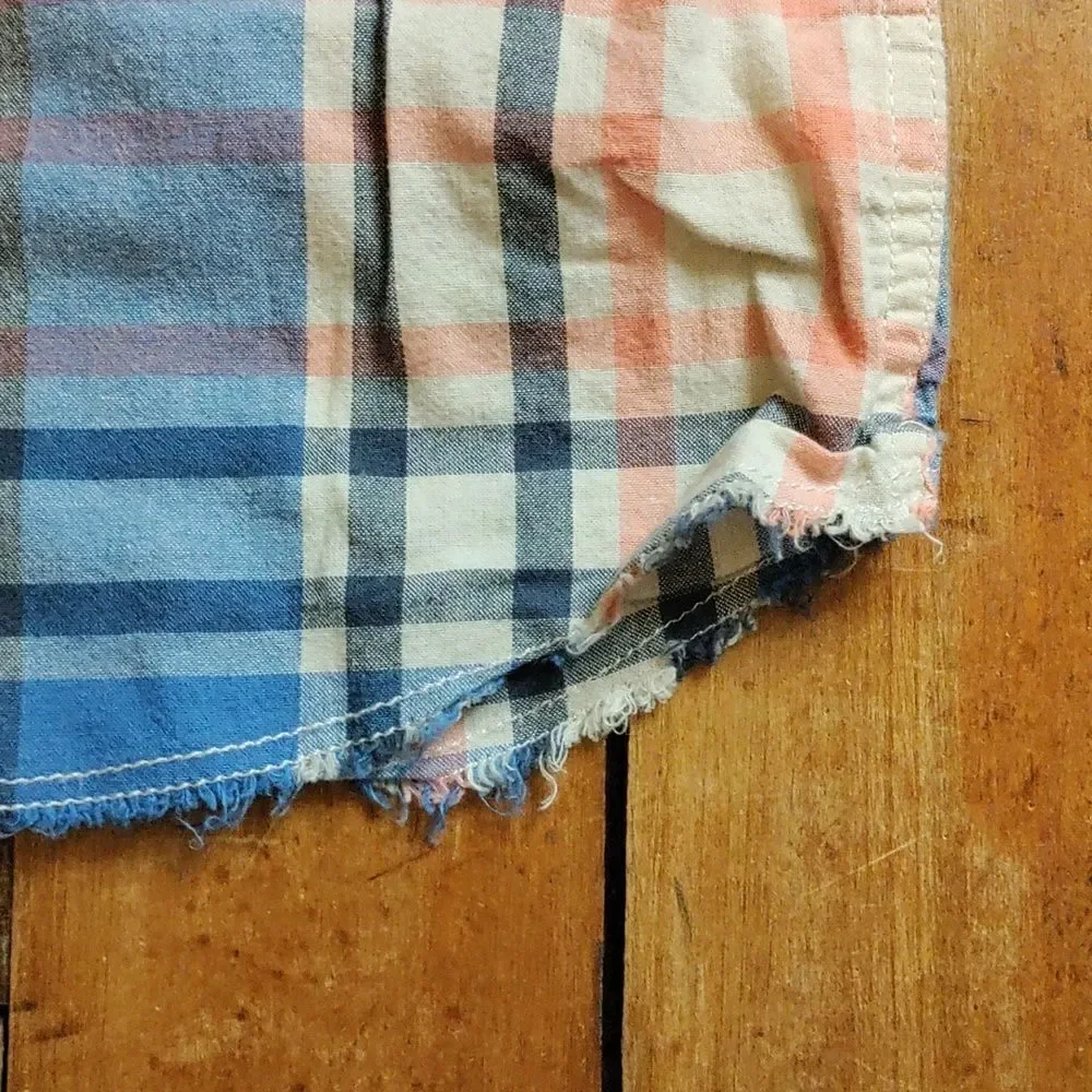 Oshkosh Shirt 3T Plaid Button Down Pink Blue Cotton Easter Spring